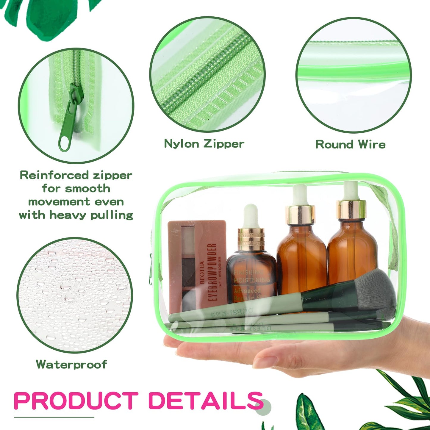 Weewooday 12 Pieces Clear Cosmetics Bag PVC Zippered Clear Toiletry Carry Pouch Cosmetic Makeup Bag Waterproof Makeup Vinyl Plastic Organizer Case for Vacation Bathroom(Bright Color,Medium)