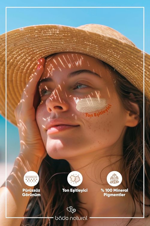 Bade Natural Tinted Mineral Sunscreen SPF 50 - Lightweight Zinc Oxide Facial Milk for UVA/UVB Protection - 1 Fl Oz