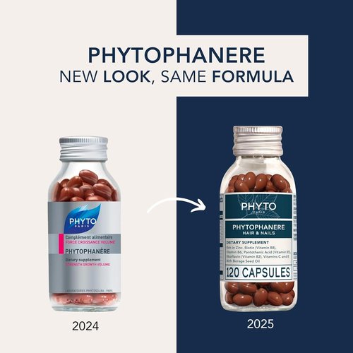 PHYTO Phytophanère Hair Growth Supplement - Biotin, Zinc & Vitamin B6 for Thicker, Stronger Hair & Nails | 120 Capsules, 2-Month Supply
