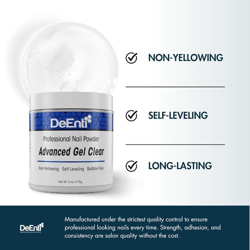 DeEnti Acrylic Nail Powder - 4oz Professional Grade Clear | Long-Lasting, Bubble-Free Formula for Nail Extensions & Carving