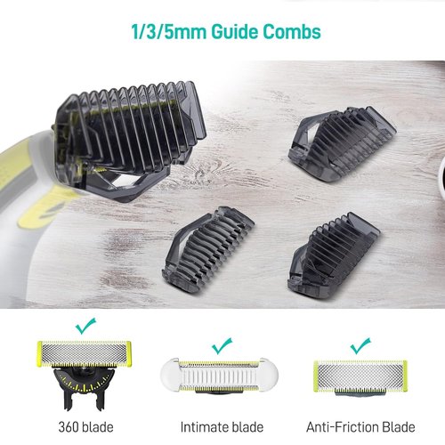 Philips Norelco OneBlade Shaver Guide Combs - Trimmer Guards Kit for Face & Body | 1/3/5mm Sizes