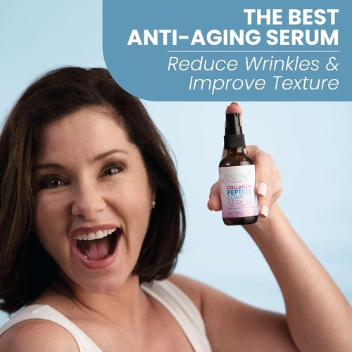 Eva Naturals Multi Peptide Face Serum - Anti-Aging Collagen Peptides for Plump, Firm Skin | 2 oz (2 Pack)