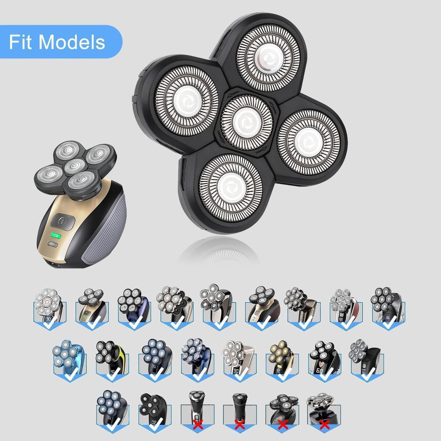 Universal 7 Magnetic Replacement heads Compatible with Freebird Freedom Grooming Head Shaver Replacement heads