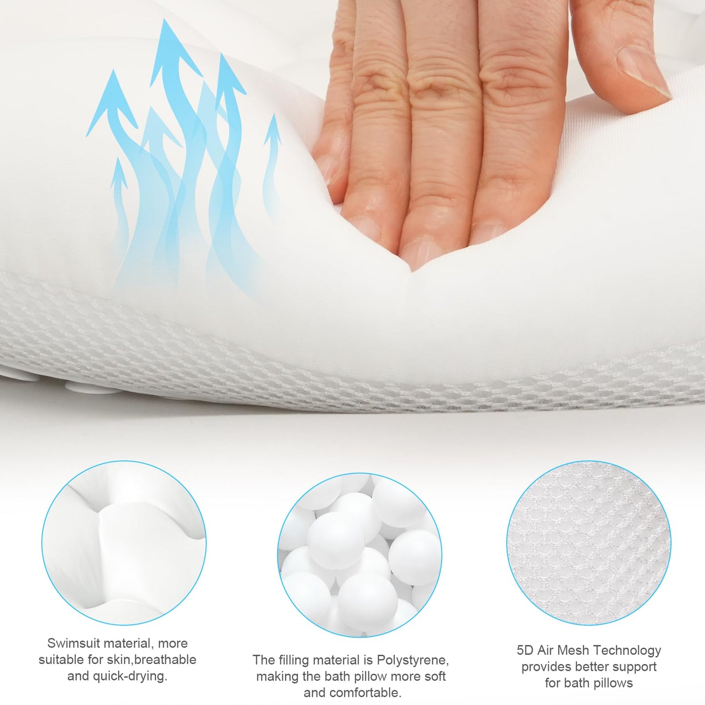 Luxury Full Body Bath Pillow for Bathtub White