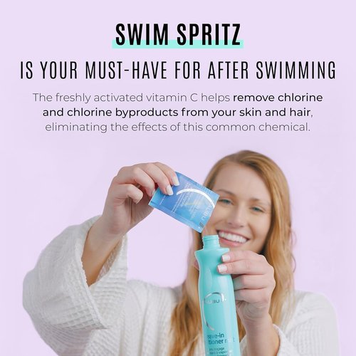 Malibu C Swim Spritz Crystals - Vitamin C Hair & Skin Spray for Chlorine Removal - 100% Vegan (12 Packets)