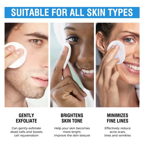 BACHERI Glycolic Acid & Salicylic Acid Peel Pads - Exfoliating Resurfacing Facial Treatment, 55 Pcs