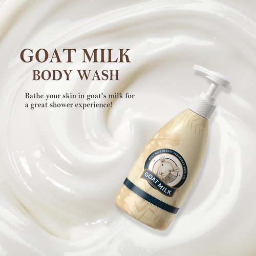 Goat Milk Body Wash - Hydrating Shower Gel for All Skin Types | Nourishing Cleanser, 500 ML