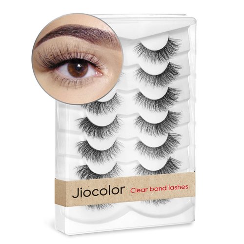 False Eyelashes Cat Eye Fluffy Wispy Faux Mink Lashes 7 Pairs Dramatic Volume Jiocolor Eyelash Pack DJ-41