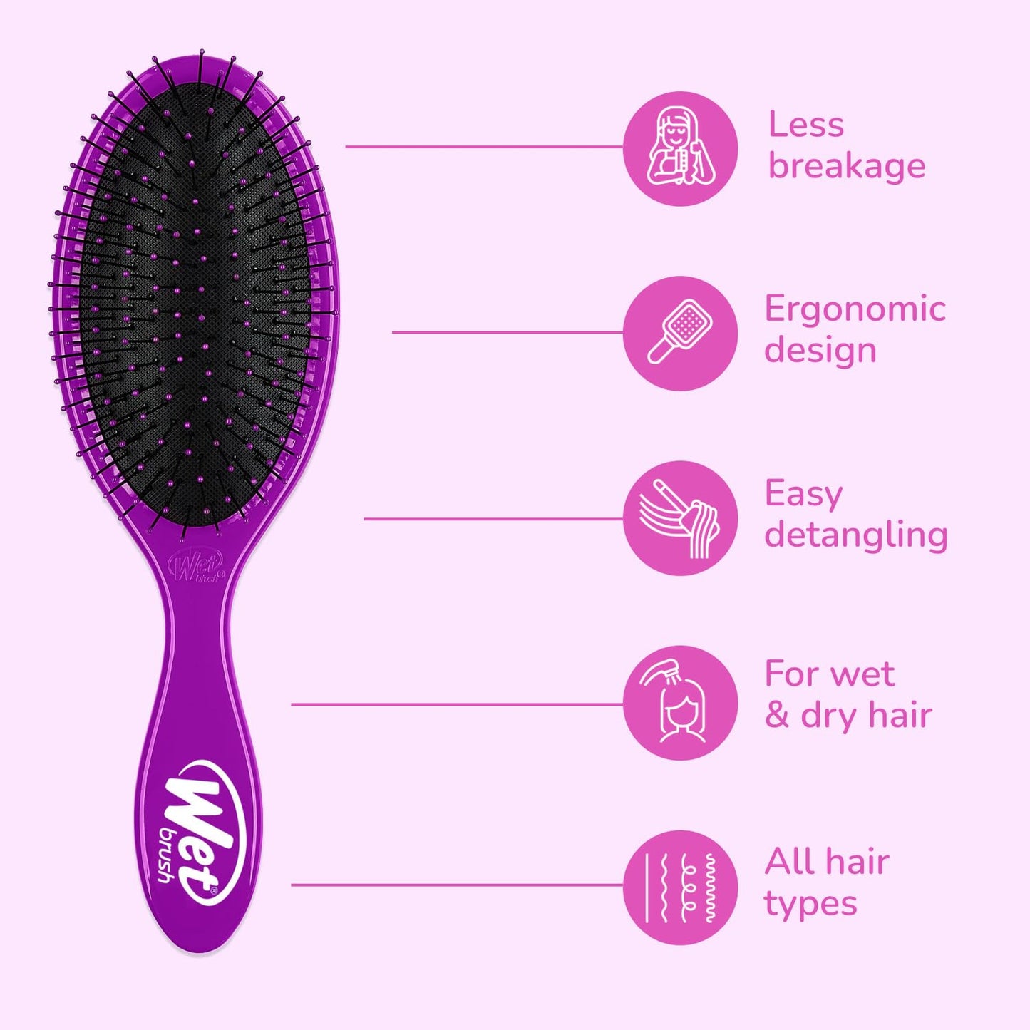 Wet Brush Original Detangling Hair Brush - Ultra-Soft IntelliFlex Bristles for Effortless Tangle Removal | Purple