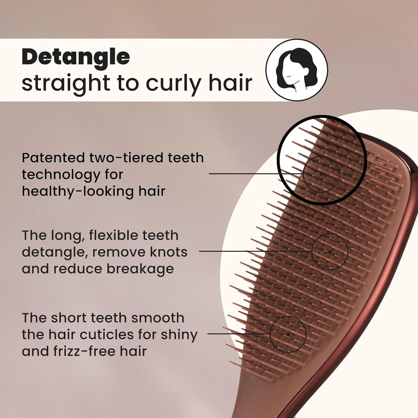Tangle Teezer Chrome Ultimate Detangler Brush - Eliminates Knots & Reduces Breakage | Chocolate Bronze