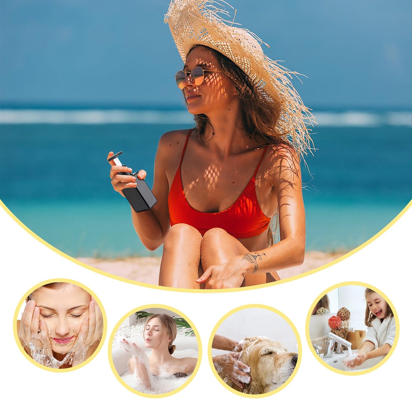 Hethyo Travel Bottles Travel Accessories Toiletries 4 Pack 3.7oz/110ml Travel Shampoo And Conditioner Bottles Empty Plastic Pump Bottle Dispenser Travel Size Bottles (4blank black)