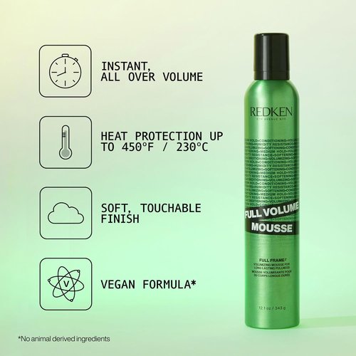 Redken Full Volume Hair Mousse - Volumizing & Moisturizing Heat Protectant, 12.1 Fl Oz