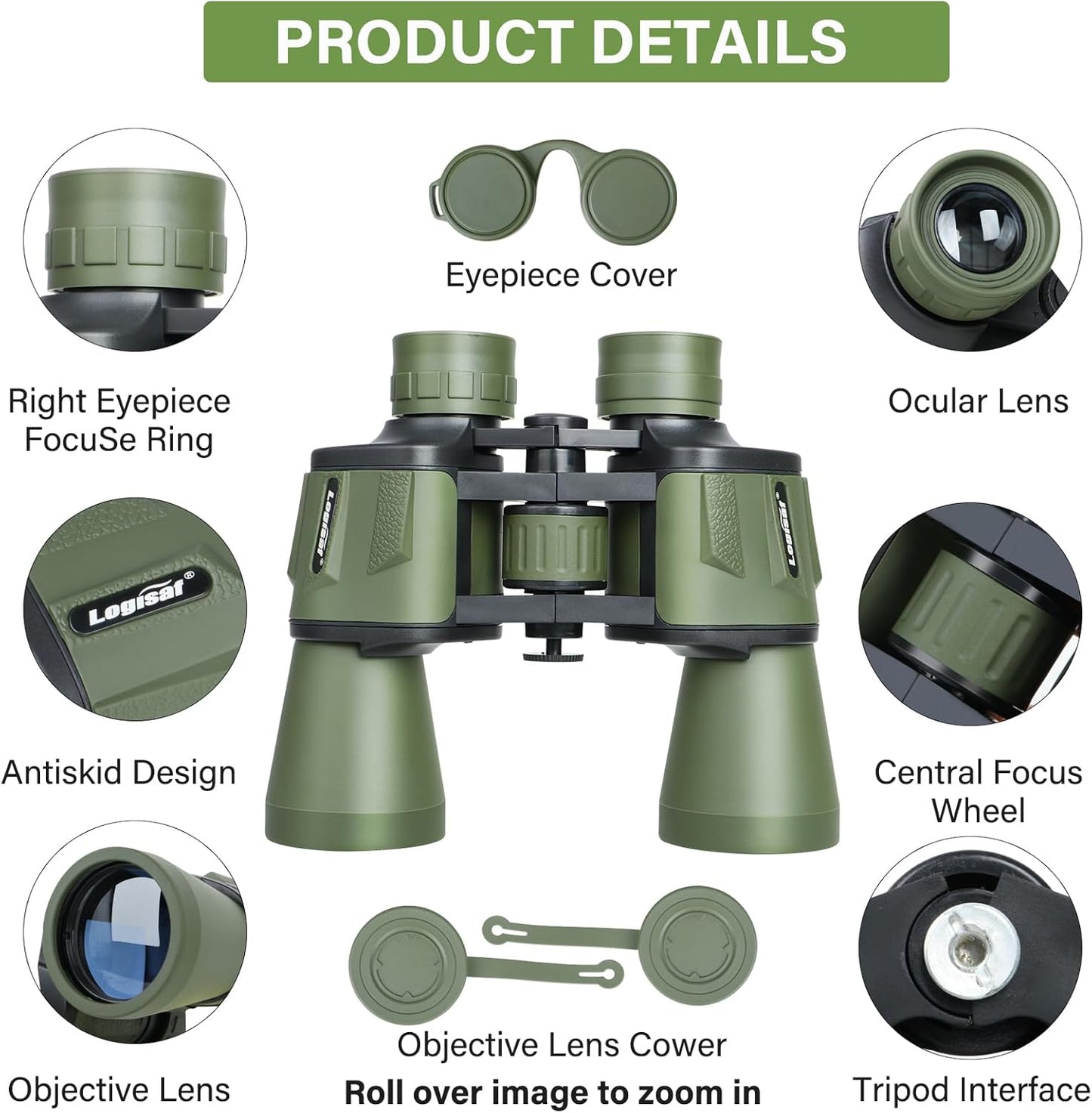 15x50 HD Binoculars for Adults High Powered - Large View Compact Binoculars with Low Light Vision, Waterproof Hunting for Bird Watching, Hiking Essentials with Carrying Case Bag