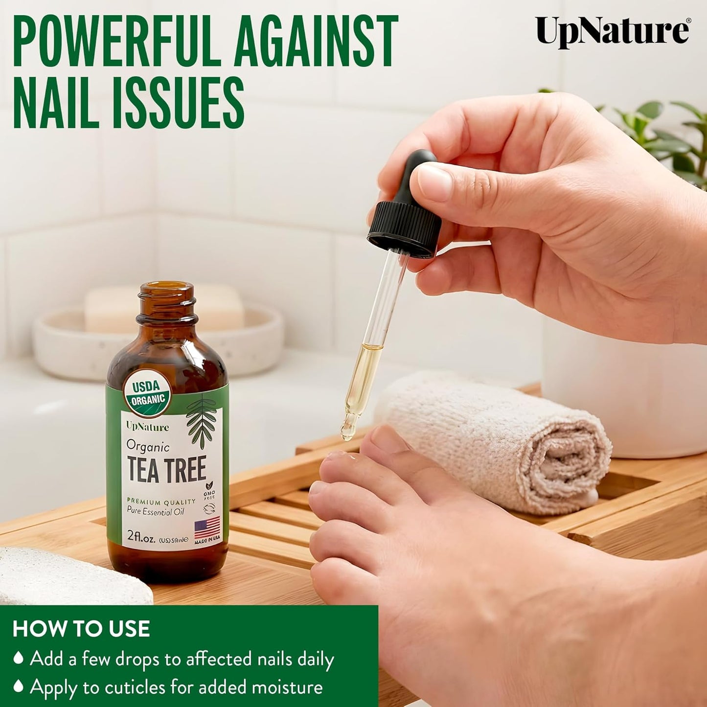 UpNature Tea Tree Oil - 100% Pure USDA Organic Essential Oil for Skin, Hair & Scalp (2oz)