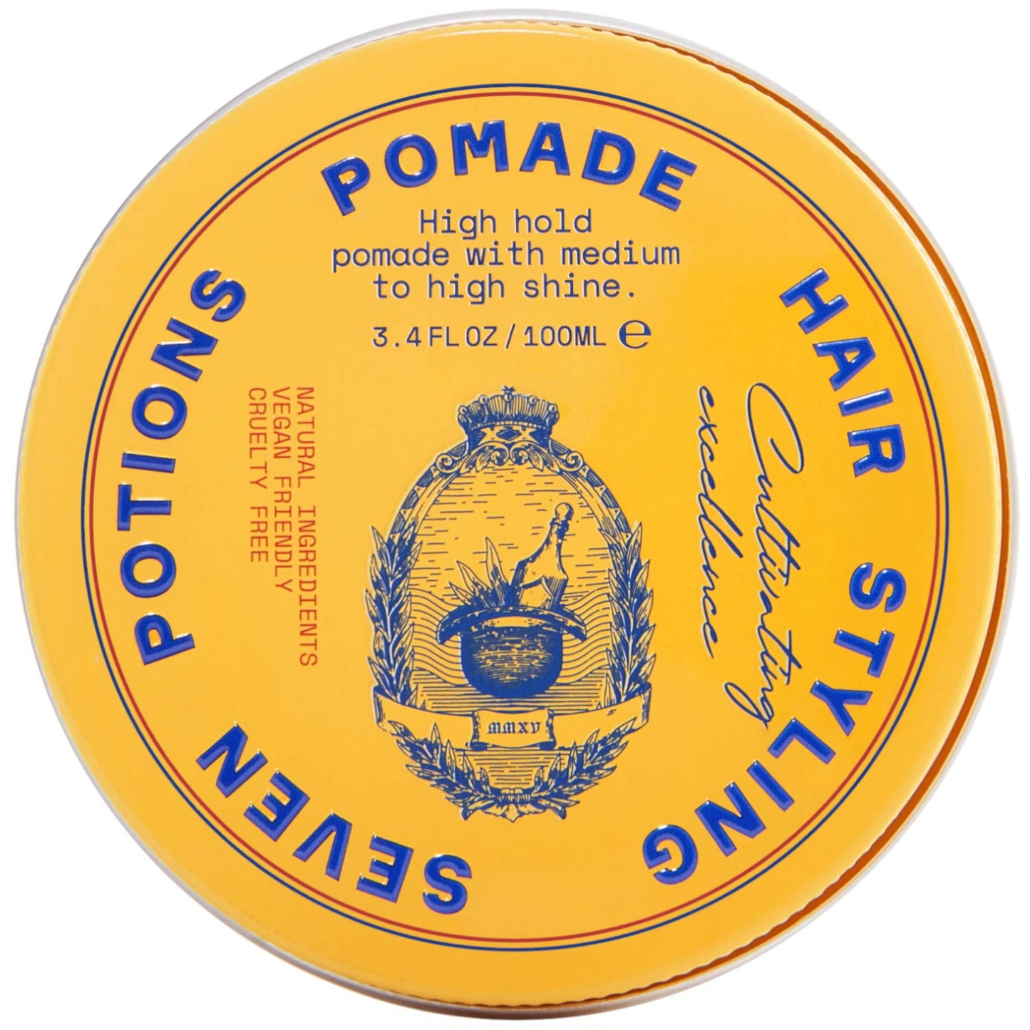 Seven Potions Men’s Hair Pomade - High Shine & Hold | Water-Based, Vegan & Cruelty-Free - 3.4 fl oz / 100ml