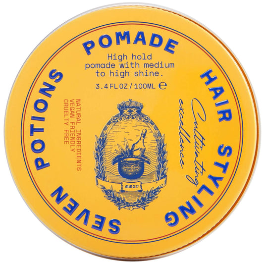 Seven Potions Men’s Hair Pomade - High Shine & Hold | Water-Based, Vegan & Cruelty-Free - 3.4 fl oz / 100ml