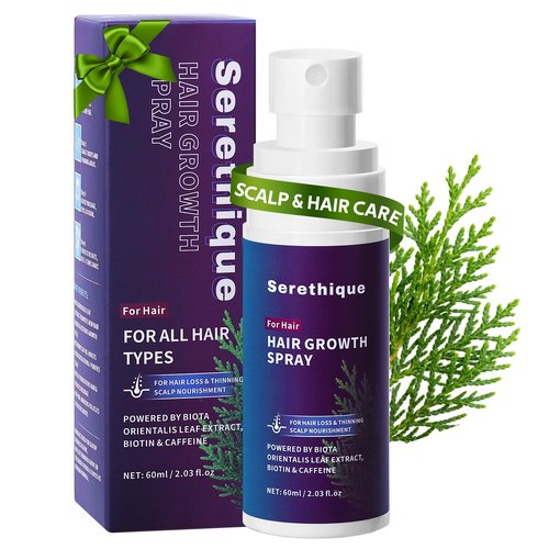 Hair Growth Serum Spray with Rosemary Oil, Biotin & Caffeine, Fast Absorbing Non-Greasy Scalp Serum for Fuller-Looking Hair, Alcohol-Free Nourishing Scalp Spray for Women & Men, 60ml