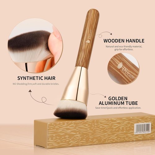 DUcare Angled Foundation Brush - Flawless Makeup Application with Dense Bristles for Precise Blending
