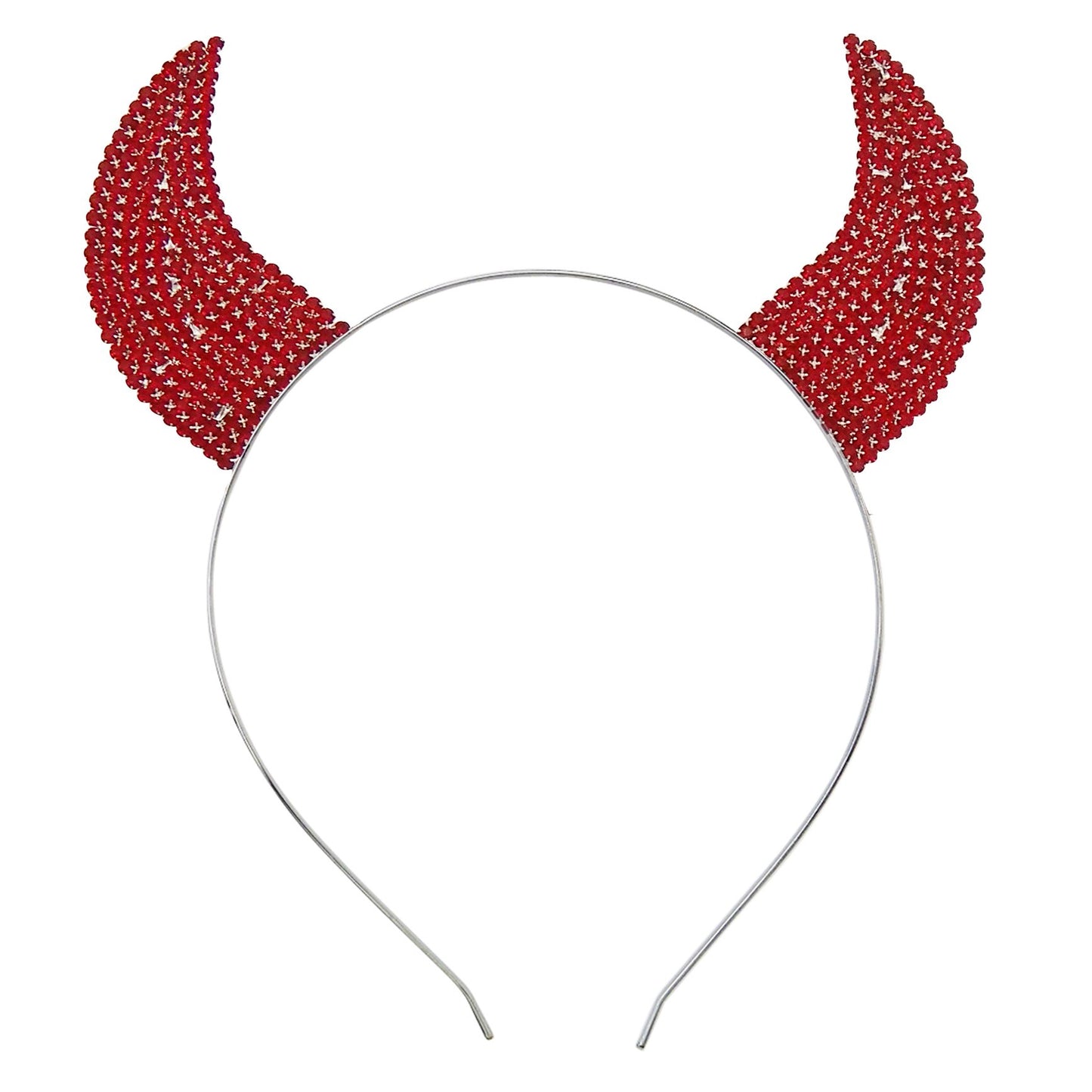 Rosemarie Collections Halloween Costume Devil Horns Headband (Plain Red Crystal Hematite Tone)