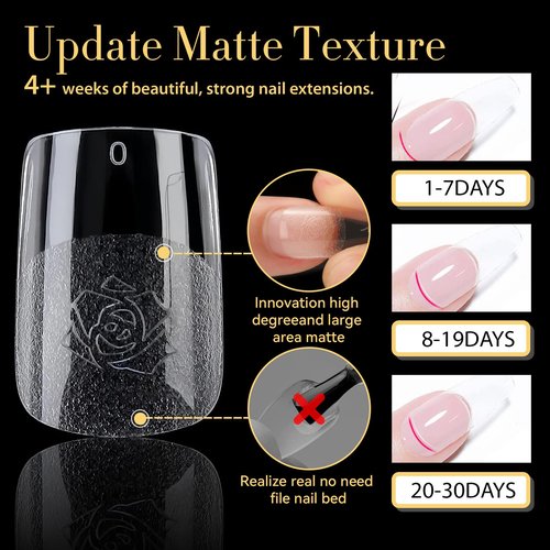 UNA GELLA Soft Gel Nails Tips Pre-file | 240 Short Square Gel Tips | Short Full Square Press On Nails 12 Sizes Full Square Nail Tips Short Square Fake Nails Full Cover Short Nail Extension