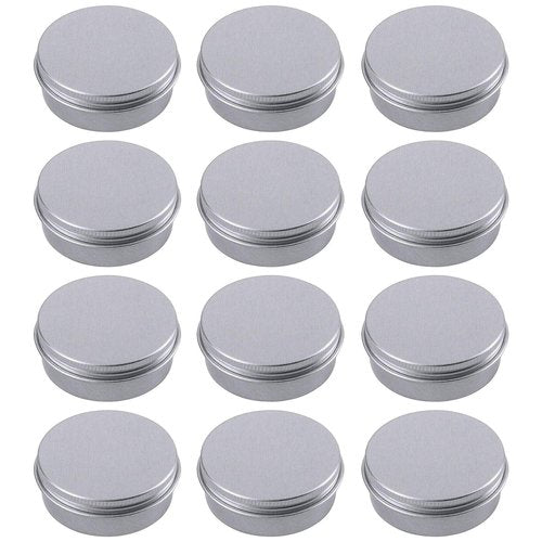 1 Ounce Aluminum Tin Jar Refillable Containers 30ml Aluminum Screw Lid Round Tin Container Bottle for Cosmetic,Lip Balm, Cream, 12 Pack.