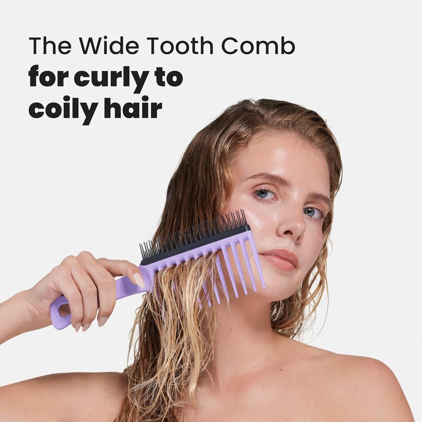 Tangle Teezer Wide Tooth Comb - Double-Sided Detangling Comb for Curly Hair | Lilac Color
