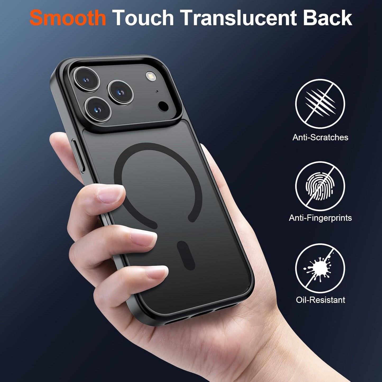 SUPFINE iPhone 17 Pro Max Case - Military Grade Drop Protection | Translucent Matte, Shockproof, Anti-Fingerprint, Black