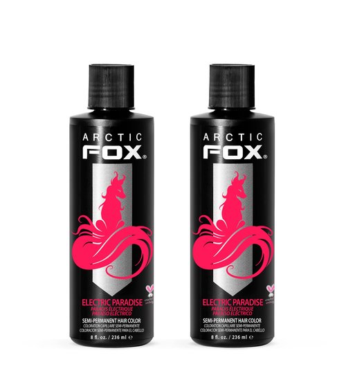 Arctic Fox Semi-Permanent Hair Dye, Vegan & Cruelty-Free, UV Reactive Neon Pink, Electric Paradise, Long Lasting, Conditioning, Ammonia Free, For All Hair Types, 8 Fl Oz (Pack of 2)