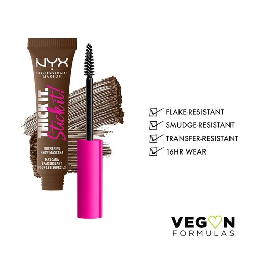 NYX Professional Makeup Thick It Stick It Brow Mascara - Eyebrow Gel for Fullness, Brunette