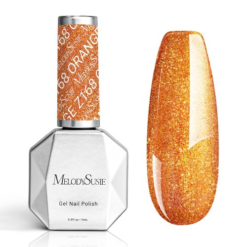 MelodySusie Burnt Orange Glitter Gel Nail Polish,0.5fl oz Pumpkin Shimmer Soak Off UV LED Orange Glitter Gel Polish Gift for Women Nail Art Manicure Salon DIY Nail Design Decoration at Home-z168