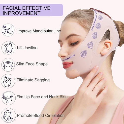 MASIKA Chin Strap for Sleeping,Adjustable Chin Strap,Jaw Strap,Jawline Shaper,V-Line Mask Chin Up Mask V Shaped Face Mask, Jaw Exerciser,Reusable chin strap,Leaf pattern。