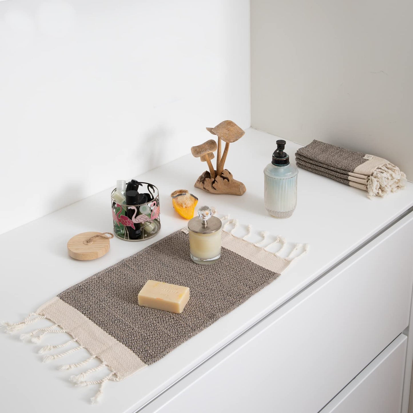 SMYRNA TURKISH COTTON Wash Cloths Pack of 6 | 12"x17" | Versatile Bath Towels for Bathroom, Hotel, SPA, Gym | Soft, Absorbent, Prewashed and Quick Dry Turkish Hand Towels, Latte