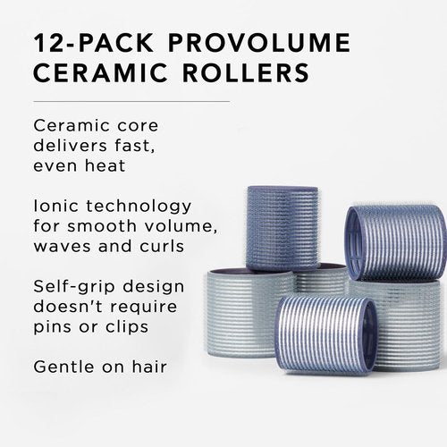 Fromm ProVolume Hair Rollers - Self-Grip Ceramic Ionic Set of 12 | Professional Grade for Volume & Soft Waves