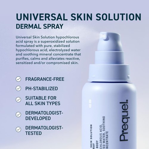 Prequel Skin Hypochlorous Acid Spray - pH-Stabilized Facial & Body Cleanser with Minerals | 4oz Fine Mist