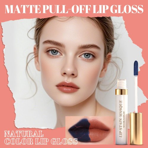 Lip Stain Peel Off & Wipe-Off, Long Lasting Waterproof Lip Tint, Smudge Proof, Transfer Resistant, Easy Wipe Finish, High Pigment Matte Lip Color, All-Day Kiss-Proof Lip Makeup，Nude Apricot