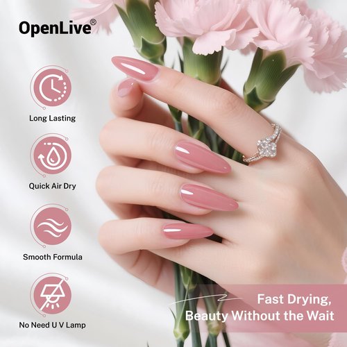 OpenLive Dusty Rose Nail Polish - Quick Drying, Long Lasting Color | 16.5ml Light Pink for DIY Manicure
