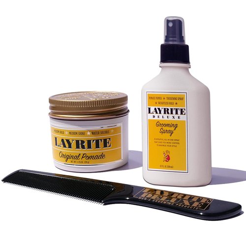 Layrite Deluxe Grooming Bundle - Original Pomade, Spray & Comb Set (4.25oz)
