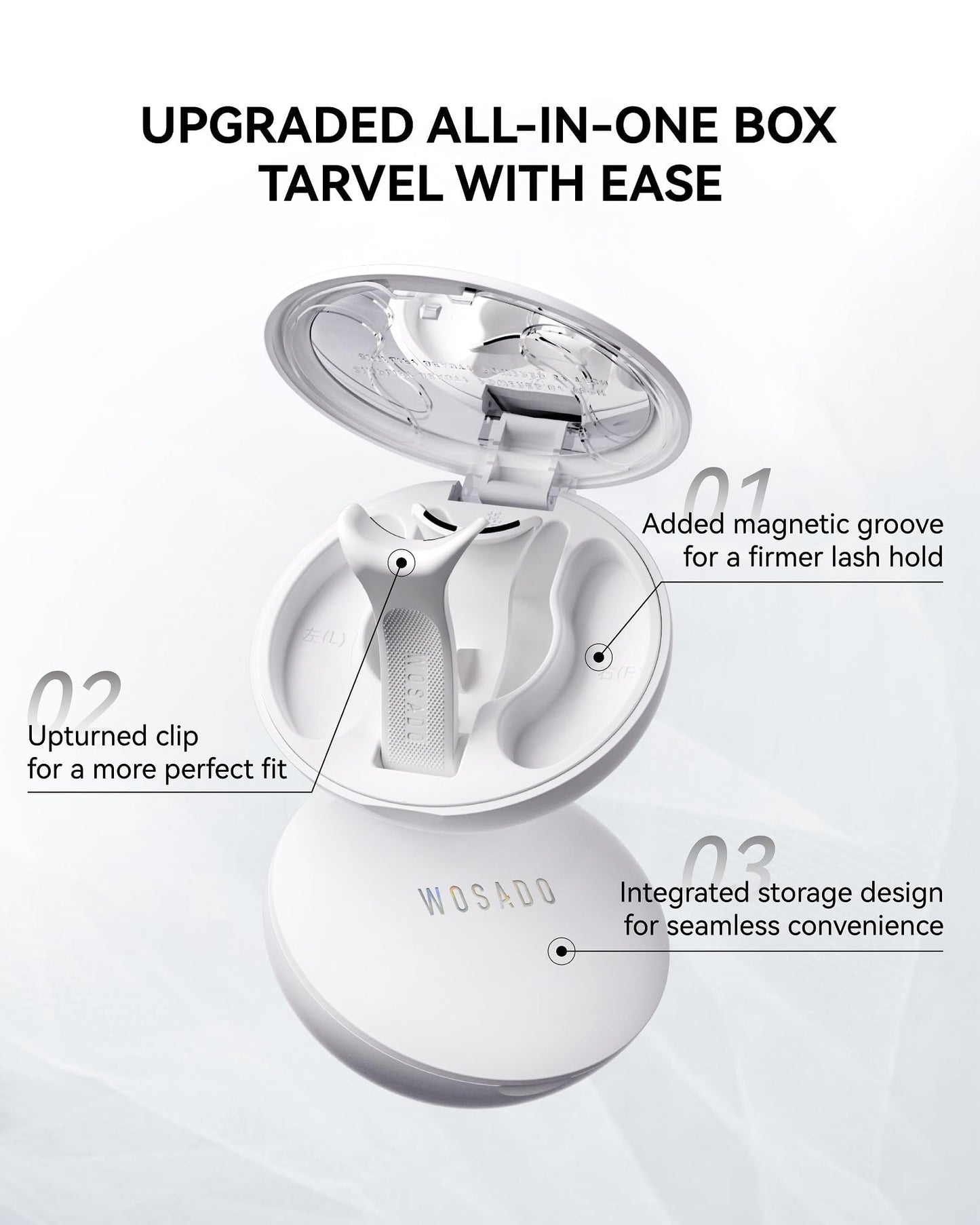 WOSADO Magnetic Eyelashes with Applicator Kit, No.1 Silky Black II, Reusable Magnetic Lashes without Eyeliner, Glue-free False Lashes, Waterproof, Lightweight, Suit for Natural Makeup