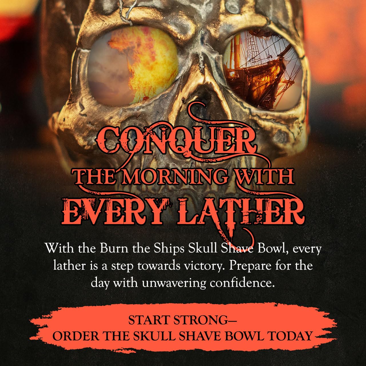 Burn The Ships Shaving Bowl | Shave Bowl Handmade Skull Shaving Mug For Shave Kit | Shaving Brush Bowl For Men | Shaving Soap Bowl | Great For Shaving Set | Shave Brush Bowl | Lather Bowl |Shave Mug