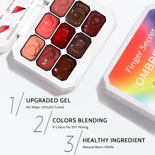 Karroy Sponge Pat Paint Nail Gel, 9 Colors Ombre Nails Gradient Gel Nail Blush Blooming Aura Nails Drawing Stripper Floral Painting Nail Art, No Wipe, UV/LED Curing (9 Colors E)
