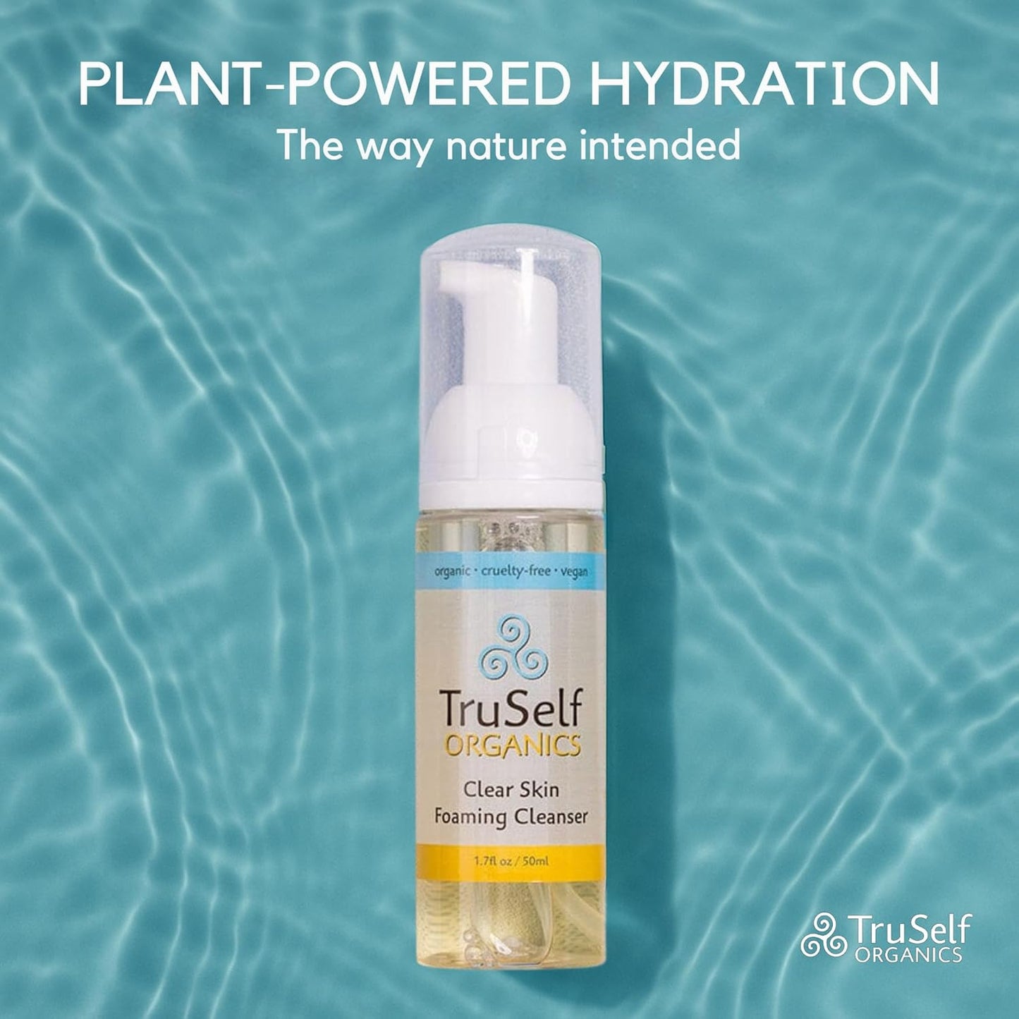 TruSelf Organics Deep Cleansing Face Wash - Acne Fighting Foaming Cleanser for Oily Skin - Vegan Tea Tree Oil Pore Control, Travel Size 1.7 oz