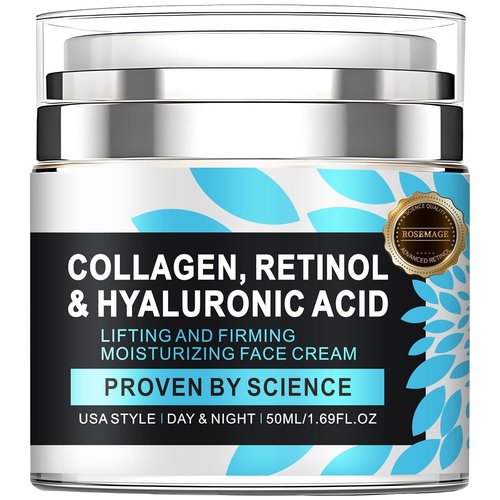 Regine Switzerland Retinol Face Moisturizer - Anti-Aging Collagen Cream with Hyaluronic Acid for All Skin Types