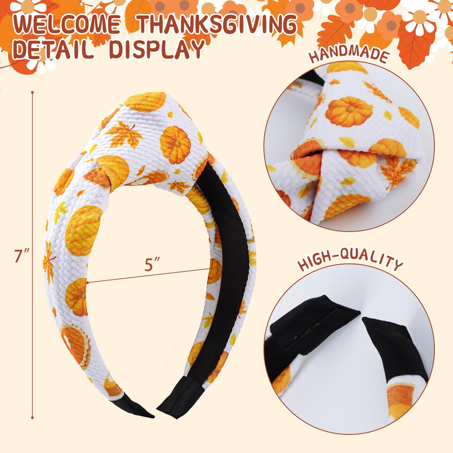 YanJie Fall Knotted Headbands for Women Thanksgiving Day Turkey Headband Girls Maple Leaves Pumpkin Acorn Headband for Autumn Thanksgiving Party Gift Accessories