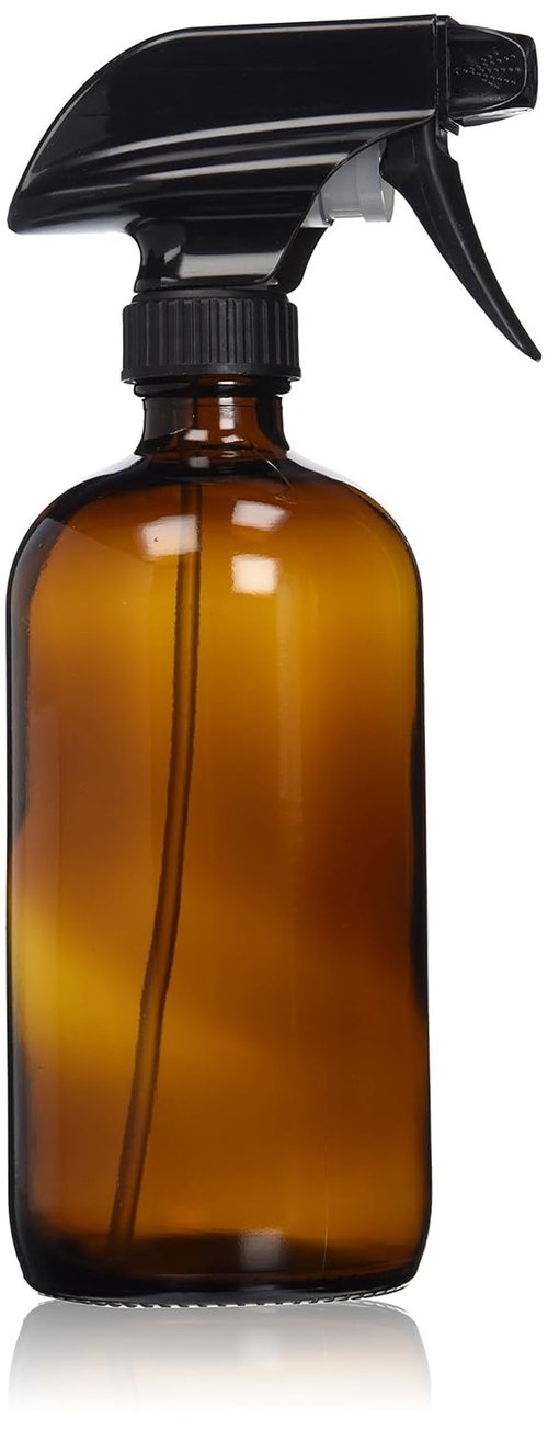 Sally's Organics 16oz Amber Glass Spray Bottle - Refillable, Chemical-Resistant with Adjustable Mist & Stream