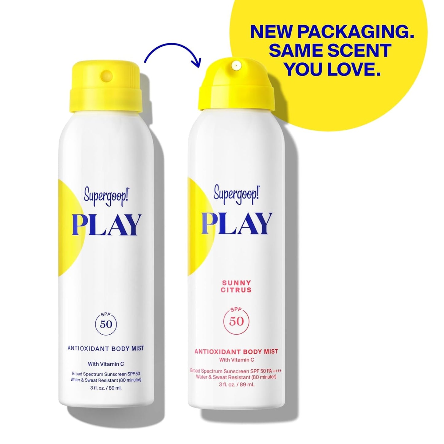Supergoop! PLAY Antioxidant Body Mist - SPF 50 PA++++ Sunscreen Spray with Vitamin C - 3 fl oz