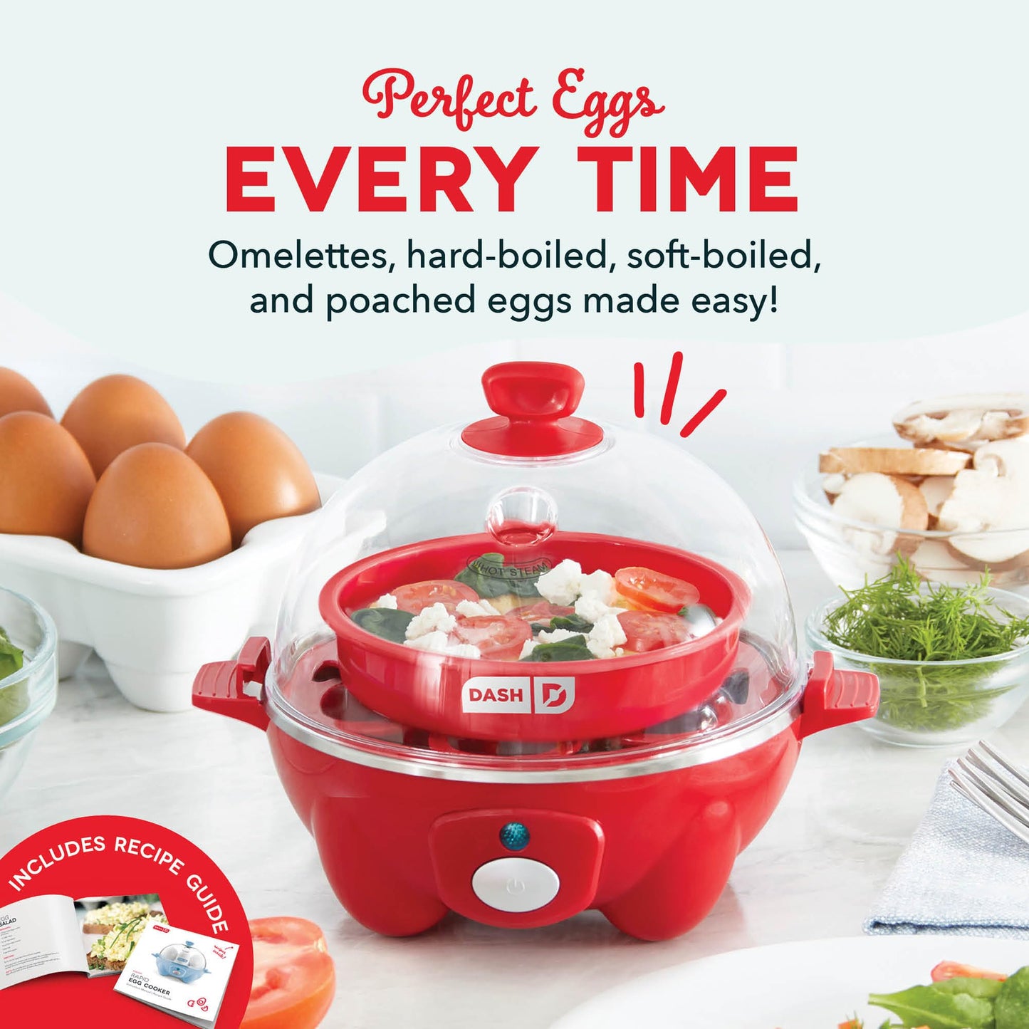 Dash Rapid Egg Cooker - Boiler, Poacher & Steamer - Includes Measuring & Recipe Guide - Dishwasher Safe - Holds 7 Eggs, Black