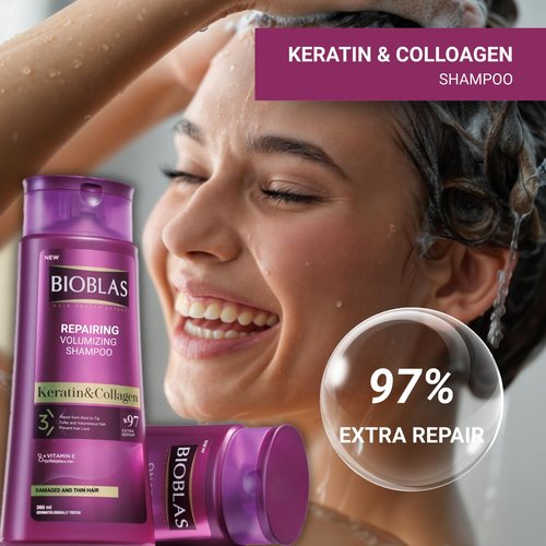 Bioblas Anti-Hair Loss Shampoo - Repairing & Plumping Formula with Keratin & Collagen | 360 ML