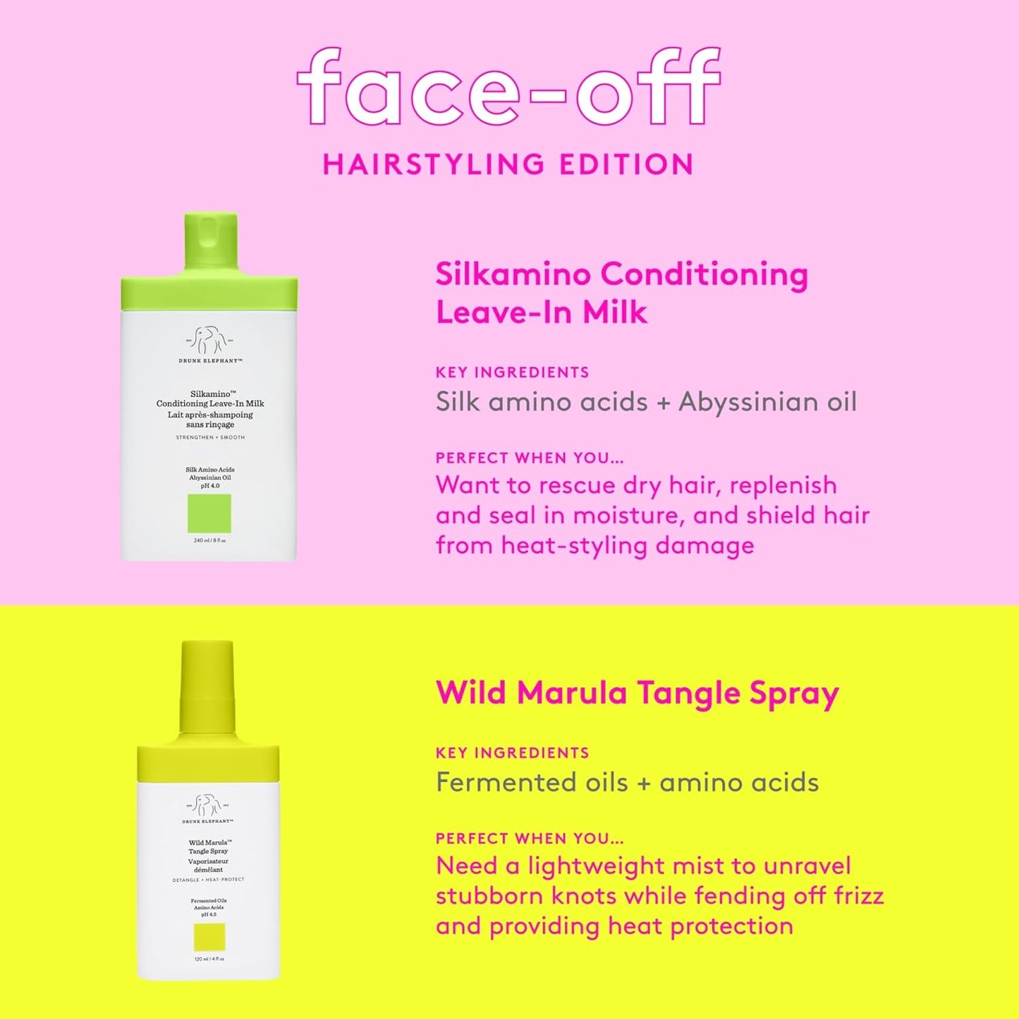 Drunk Elephant Wild Marula Tangle Spray - 120 ml | Detangler & Heat Protectant - Sulfate-Free, Cruelty-Free