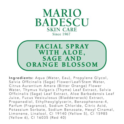 Mario Badescu Facial Spray - Hydrating Face Mist with Aloe, Sage & Orange Blossom for All Skin Types