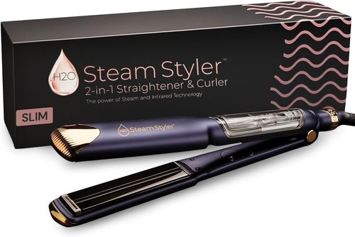 H2O Steam Styler Ultimate Steam Hair Straightener & Curler - Frizz Control & Shine, 1.2" Slim Design